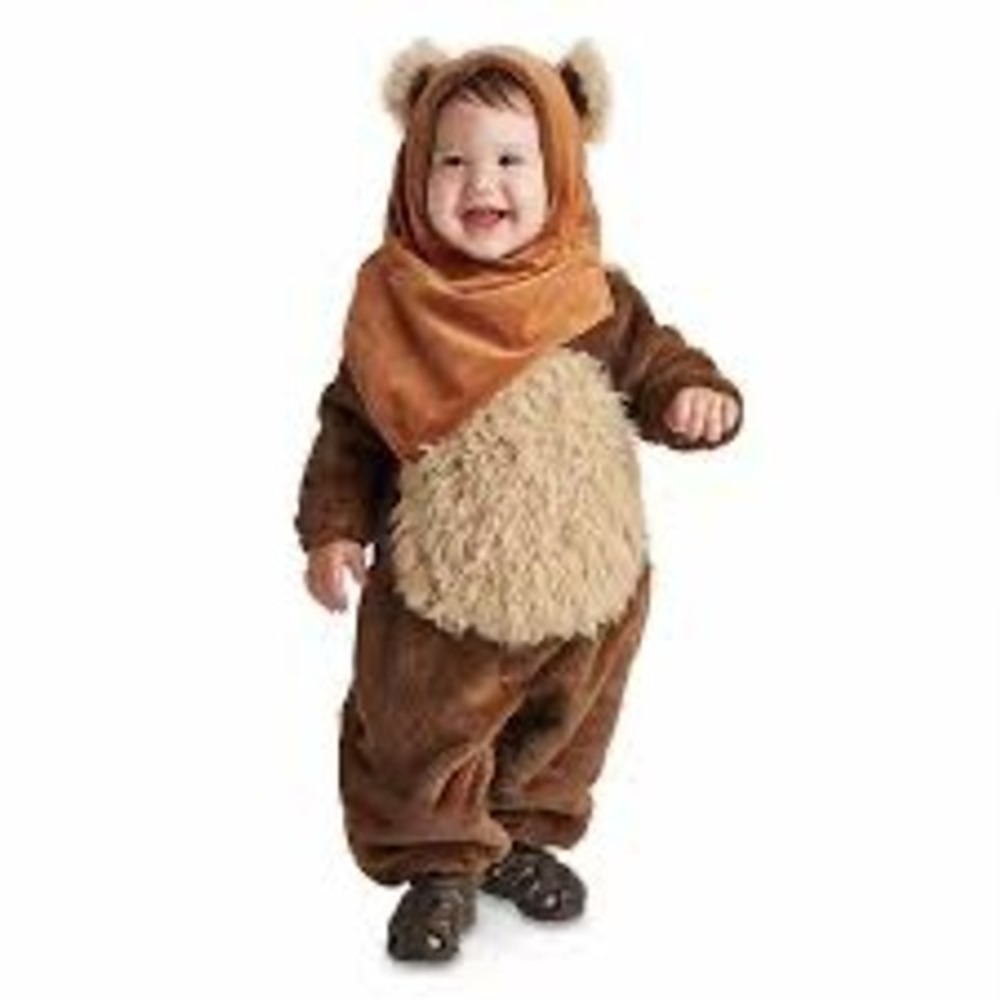 Disney Store Star Wars Ewok Toddler Costume Brown Fuzzy Bodysuit Hood 18-24M